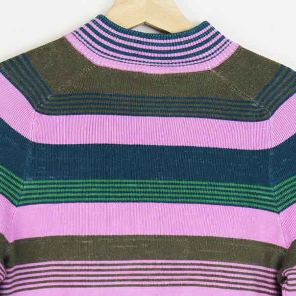 NWT Free People Rip Tide Zip Mock Neck Sweater Long Sleeve 1/4 Zip Teal Purple S - Picture 8 of 9